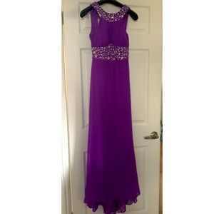 Purple Rhinestone Evening Gown